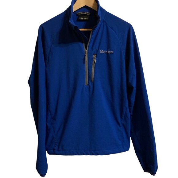 Marmot Women's Blue 1/4 Zip Pullover Jacket, Chest Pocket, Long Sleeves, Size SP - Picture 1 of 12